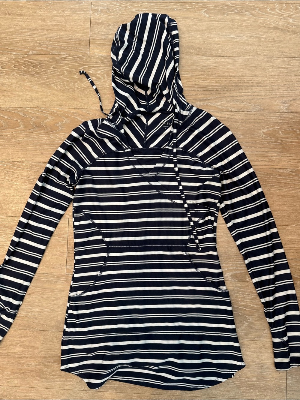 Athleta Navy & White Hooded Tunic Swim Cover Size Small